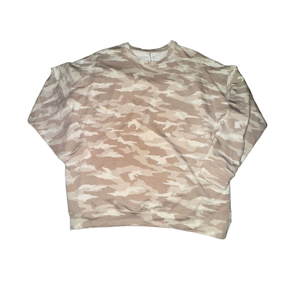 Athleta Sweatshirt Women's L Brown Camo Lux Oatmeal Heather Balance Pullover